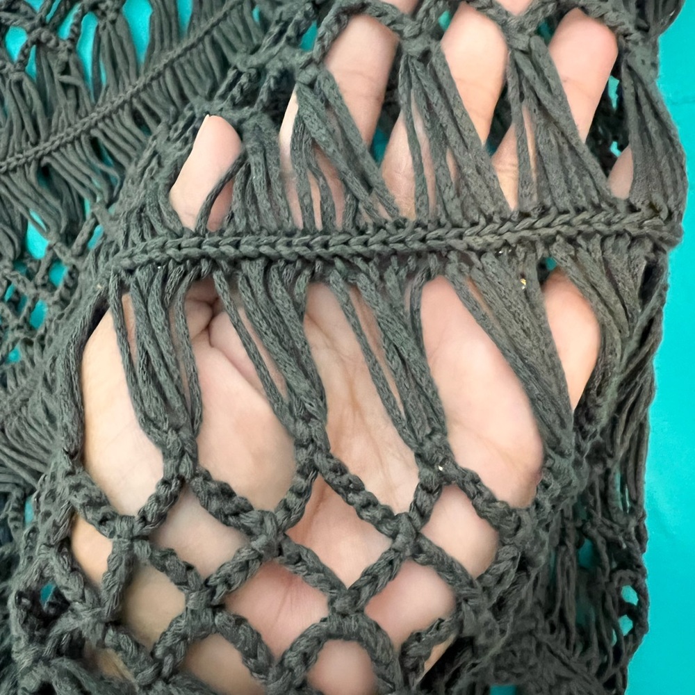 Crochet Grey Top Cover Up Forever 21 Medium - Picture 3 of 5